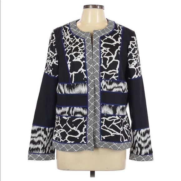 Chico's Jackets & Blazers - Chico’s Artisan Jacquard Blocked Jacket La…